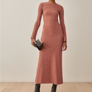 Reformation Auguste Dress - knit open back midi dress
